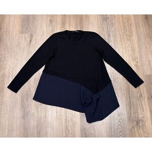 Alembika Tunic Top Size 3 Medium Black Blue Asymmetrical Lagenlook Pocket